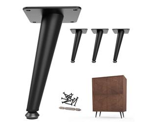 SunVFaFa 4 St Pieds de Meubles Noir 15 cm - Pieds Métalliques Coniques pour Meubles, Commode, Buffet, Table de Chevet, Canapé - Pieds Réglables