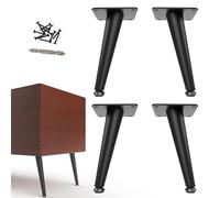 SunVFaFa 4 St Pieds de Meubles Noir 20 cm - Pieds Métalliques Coniques pour Meubles, Commode, Buffet, Table de Chevet, Canapé - Pieds Réglables