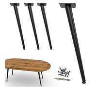 SunVFaFa 4 St Pieds de Meubles Noir 40 cm - Pieds Métalliques Coniques pour Chaises, Pieds de Table Basse, Bureau, Table de Chevet, Chaise - Pieds Modernes DIY avec Patins Réglables