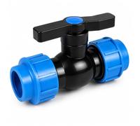 Sunviva Robinet à bille pour tube PE 32 mm, raccord PP raccord à vis | PP Valve à bille DIY assemblage, raccord à vis de tuyau en PE de 25 mm, pression de travail de 16 bar
