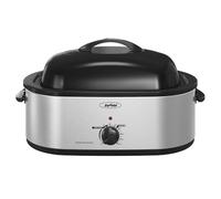 Sunvivi 24lb 20-Quart Roaster Oven, Electric Roaster Oven with Self-Basting Lid, Turkey Roaster with Unique Defrost/Warm Function, Large Roaster with Removable Pan & Rack, Stainless Steel, Silver