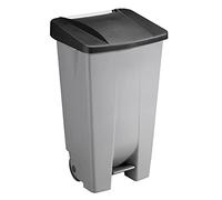 Sunware Basic Poubelle 120 l - 42,5 x 51 x 87,5 cm - Avec roues, pédale et poignée - Gris/noir