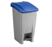 Sunware Basic Poubelle 60 l - 49 x 38 x 70 cm - avec roulettes, pédale, poignée - Gris/bleu