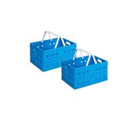 Sunware Caisse pliante carrée bleue 32 litres - 49 x 36 x 24,5 cm - set de 2 pièces