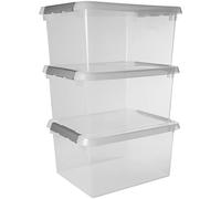 Sunware Comfort Line Boite Rangement 36L - 50x40x26cm - Lot de 3 - Boîte de rangement en plastique avec couvercle, adaptées aux vetement, jouets, materiel de bricolage et plus encore
