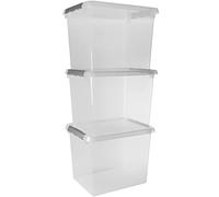 Sunware Comfort Line Boite Rangement 52L - 50x40x38cm - Lot de 3 - Boîte de rangement en plastique avec couvercle, adaptées aux vetement, jouets, materiel de bricolage et plus encore