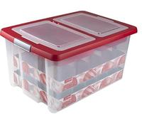 Sunware Nesta Christmas Ball Storage Box 51L - Rangement boules de Noel - Plateaux pour 40 boules de Noël - Transparent/Rouge