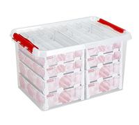 Sunware Q-Line Boîte de Noël transparente et rouge de 62 l avec étagères pour 116 boules