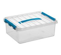 Sunware - Q-Line boîte de Rangement 12L Transparent Bleu - 40 x 30 x 14 cm
