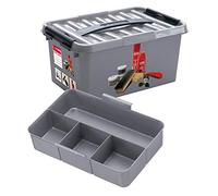 Sunware Q-Line Boîte de rangement à chaussures + 1 compartiment - 6 l - 30 x 20 x 14 cm - Gris/noir