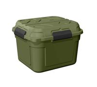 Sunware Q-line Boîte de Rangement Étanche 90L - 60,1x53,1x42,5cm - Coffre de Rangement Plastique avec Couvercle et 4 Clips - Vert/Noir