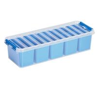 Sunware Q-Line Lot de 2 boîtes mixtes 3,5 l avec 7 paniers (4 x 0,25 + 3 x 0,55 L) - 385 x 141 x 93 mm - Transparent/bleu