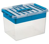 Sunware Q-Line Multibox Boîte de rangement avec panier 22 L 400 x 300 x 260 mm Transparent/bleu