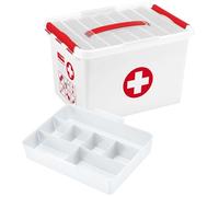 Sunware Q-line Trousse de Secours 22L - 40x30x26cm - Pour les articles de premiers secours - Boite pharmacie blanche et rouge/first aid kit white and red