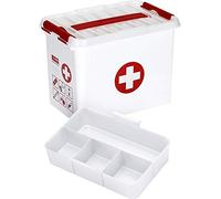 Sunware Q-line Trousse de Secours 9L - 30x20x22,3 cm - Pour les articles de premiers secours - Boite pharmacie blanche et rouge/first aid kit white and red