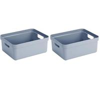 Sunware Sigma Home Boite de Rangement 24L - 44,5x34,5x18,3cm - Plastique - Panier rangement bleu (Lot de 2)