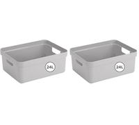 Sunware Sigma Home Boite de Rangement 24L - 44,5x34,5x18,3cm - Plastique - Panier rangement gris (Lot de 2)