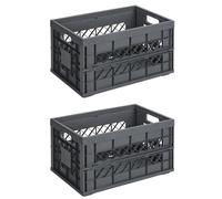 Sunware Square Cagette Plastique 45L - 53x35,4x28,4cm - Lot de 2 - Rectangulaire et caisse pliable - Boite de rangement pliable adaptee a un usage intensif