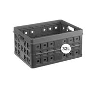 Sunware Square Panier de Rangement 32L - 49x36x24,5cm - Caisse rangement plastique pour produits alimentaires - Paniers et boîtes de rangement anthracite