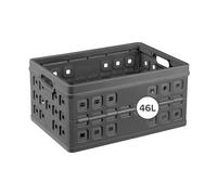 Sunware Square Panier de Rangement 32L - 49x36x24,5cm - Caisse rangement plastique pour produits alimentaires - Paniers et boîtes de rangement anthracite