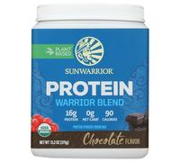 Sunwarrior - Warrior Blend Organic (375g) Chocolate - Saveur chocolat - 25g protéines/portion - Parfait après entraînement ou complément protéiné - 100% Organic & végan - Pois, chanvre, baies de goji