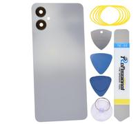 sunways Coque arrière de rechange pour Samsung Galaxy A06 5G avec lunette de caméra arrière, lentille d'appareil photo arrière, adhésif prédécoupé et kit d'outils SM-A066B Gris