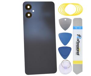 sunways Coque arrière de rechange pour Samsung Galaxy A06 5G avec lunette de caméra arrière, lentille de caméra arrière, adhésif prédécoupé et kit d'outils SM-A066B Noir