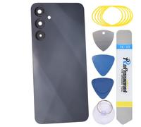 sunways Coque arrière de rechange pour Samsung Galaxy A16 5G avec lunette de caméra arrière, lentille de caméra arrière, adhésif prédécoupé et kit d'outils SM-A166B Bleu Noir