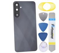 sunways Coque arrière de rechange pour Samsung Galaxy M16 avec lunette de caméra arrière, lentille de caméra arrière, adhésif prédécoupé et kit d'outils SM-M166P Noir tonnerre