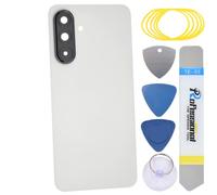 sunways Vitre arrière de rechange pour Samsung Galaxy A36 avec lunette de caméra arrière, lentille de caméra arrière, adhésif prédécoupé et kit d'outils SM-A366E Blanc