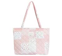 Sunwel Fashion Petit sac fourre-tout matelassé avec fermeture éclair sur le dessus pour femme, pour le travail, les voyages, la gym, le shopping, la plage, Pinkpatch