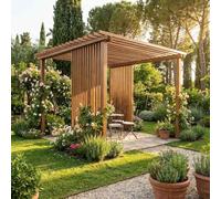 Sunwood Pergola Isola Deluxe en bois de pin Bilama, avec franges intégrées, structure autoportante pour jardin et terrasse (300 x 300 cm)