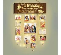 Sunwuun Cadeaux de Noël personnalisés pour maman, cadeaux de fête des mères, cadre photo, cadeau d'anniversaire, porte-photo à suspendre, cadre de collage lumineux avec guirlande LED, petit clip
