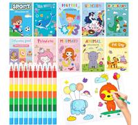 SUNXBUK Cahier Coloriage Enfant,10 Pcs Livre De Coloriage,10 Pcs Crayons (8 Couleurs En 1),Lot Cadeau Anniversaire Enfant,Petit Cadeau Anniversaire Invité,pour NoëL,Pâques