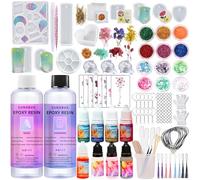 SUNXBUK Kit Resine Epoxy Complet Débutant,Kit 1:1 408 ML Epoxy Resin Kit Complet,Accessoires pour DIY,Cadeaux de Fête,Convient pour la Fabrication de Porte-clés,Colliers et Petites Décorations
