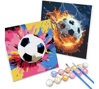 SUNXBUK Peinture Numéro Football 2 Pcs,Bricolage Peinture Numero avec Cadre,Peinture Numéros Enfant Adulte,Kit de Peinture Football avec Pinceau,Convient Aux Débutants et Aux Adultes,20 * 20 cm