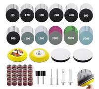 Sunxeke Lot de 275 disques abrasifs et tambour de 5,1 cm pour accessoires d'outils Dremel, grain 80-5000, papier abrasif auto-agrippant avec tige de 6,35 mm et patins de ponçage utilisés pour la