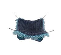 Sunxtzyl Hamac balançoire à Double Couche pour Petits Animaux, hamac à Deux étages pour Hamster avec 4 chaînes suspendues, lit Suspendu en Flanelle Douce et en Gaze Dentelle pour Furet, (Bleue)
