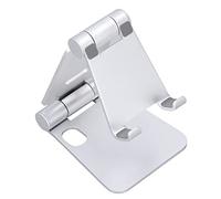 Sunxtzyl Support Téléphone Ergonomique en Aluminium avec Gel Anti - Dérapant, Support Mobile de Bureau Réglable 270° en Forme de L, Pliable pour Smartphones et Tablettes (S4 Argent)