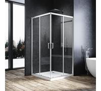 SUNXURY Cabine de douche avec entrée d'angle 90 x 120 cm - Porte coulissante - En verre de sécurité (ESG) de 5 mm - Transparent - Hauteur : 195 cm