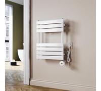 SUNXURY Radiateur de salle de bain, électrique, 650 x 400 mm, avec thermostat programmable, porte-serviettes plat, avec fonction minuterie et régulateur de température, blanc
