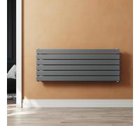 SUNXURY Radiateur panneau design, 465 x 1200 mm, horizontal, monocouche, anthracite, avec raccord latéral pour production d'eau chaude
