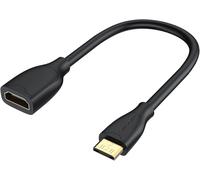 SUNY-Adaptateur Mini Hdmi 4K60Hz 15Cm,Mini Hdmi Vers Hdmi Femelle 18Gbit/S Supporte La 3D,Ethernet Arc Compatible Avec Appareil Photo,Ordinateur Portable,Tablette,Projecteur,Noir