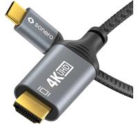 SUNY-Câble 4K Usb-C Vers Hdmi,Hdmi Mâle Vers Usb-C Mâle,4K 60Hz,18Go/S,Gaine Coton,Gris/Noir,1.00 Mètre