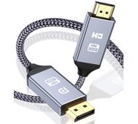 SUNY-Câble Displayport Vers Hdmi 4K,5M Display Port Hdmi,Dp Vers Hdmi Cable Adaptateur En Nylon Tressé Compatible Avec Ordinateur,Amd,Lenovo,Hp,Dell,Asus Et Autres