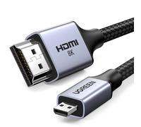 SUNY-Câble Micro Hdmi Vers Hdmi 4K 60Hz Câble Micro Hdmi Mâle Vers Hdmi Mâle Supporte 3D Ethernet Arc Nylon Tressé Compatible Avec Asus Zenbook Raspberry Pi 4 Gopro Hero 7 6 5 (1M)