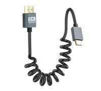 SUNY-Câble Mini Hdmi Vers Hdmi 8K,Câble Spiralé Ultra Hd Haute Vitesse Hdmi Vers Mini Hdmi 2.1,Prend En Charge 8K 4K 3D Et Hdr Dynamique Jusqu'À 48 Gbit/S,Compatible Avec Tv,Pc,Etc. 0,9 M