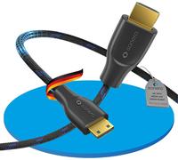 SUNY-Câble Premium High Speed ¿¿Mini Hdmi Vers Hdmi 4K,Fiche Mini Hdmi C Vers Fiche Hdmi A,Contacts Plaqués Or,Double Blindage,Gaine Textile,3.00M