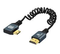 SUNY-Câble Spiralé 8K Mini Hdmi Vers Hdmi,90 Degrés Angle Gauche,Hdmi À Mini Hdmi Mâle Vers Mâle,Supporte 8K @ 60 Hz 4K @ 120 Hz 48 Gbps Pour Nikon/Canon Dslr(90Cm)