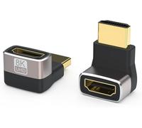 SUNY-Lot De 2 Adaptateurs Hdmi 8 K Coudés Vers Le Haut Vers Le Haut-Plaqué Or-Prise En Charge De L'Extension Hdmi 3D 8K-Pour Clé Tv,Roku,Chromecast,Xbox,Ps5,Ps4